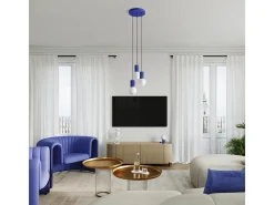 Lámpara Colgante Halo Moderno De Aluminio/Vidrio - 1 Fuentes Luminosas - L.12 X A.120 Cm - Ultramarino