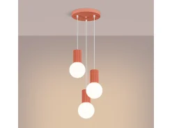 Lámpara Colgante Halo Moderno De Aluminio/Vidrio - 3 Fuentes Luminosas - L.25 X A.125 Cm - Durazno