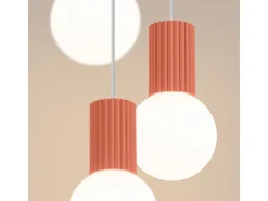 Lámpara Colgante Halo Moderno De Aluminio/Vidrio - 3 Fuentes Luminosas - L.25 X A.125 Cm - Durazno
