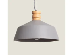 Lámpara Colgante Hormigón y Madera Kukojoa Gris