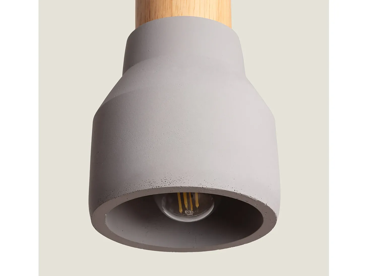 Lámpara Colgante Hormigón y Madera Luster Gris Piedra
