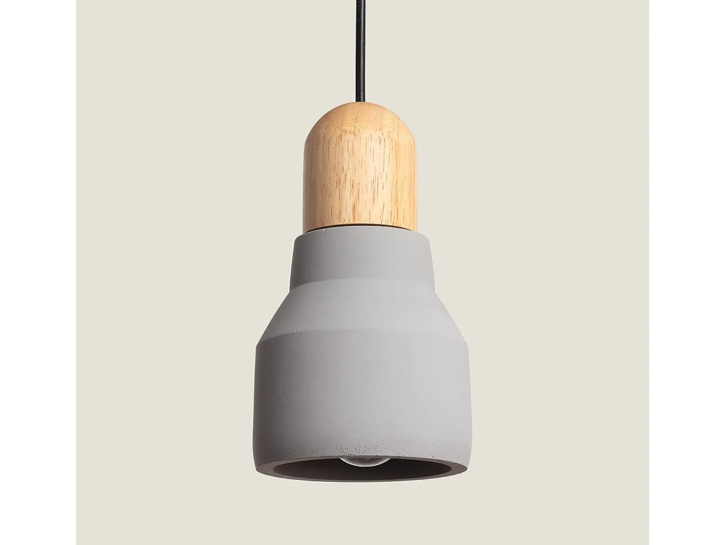 Lámpara Colgante Hormigón y Madera Luster Gris Piedra