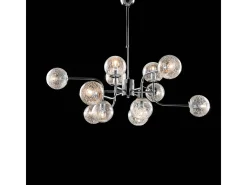 Lámpara colgante Ikarus en hierro cromado pulido 12 luces 94 Ø105 BL213-12-CR