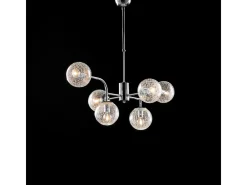 Lámpara colgante Ikarus en hierro cromado pulido 6 luces X 92 Ø86 BL213-6-CR