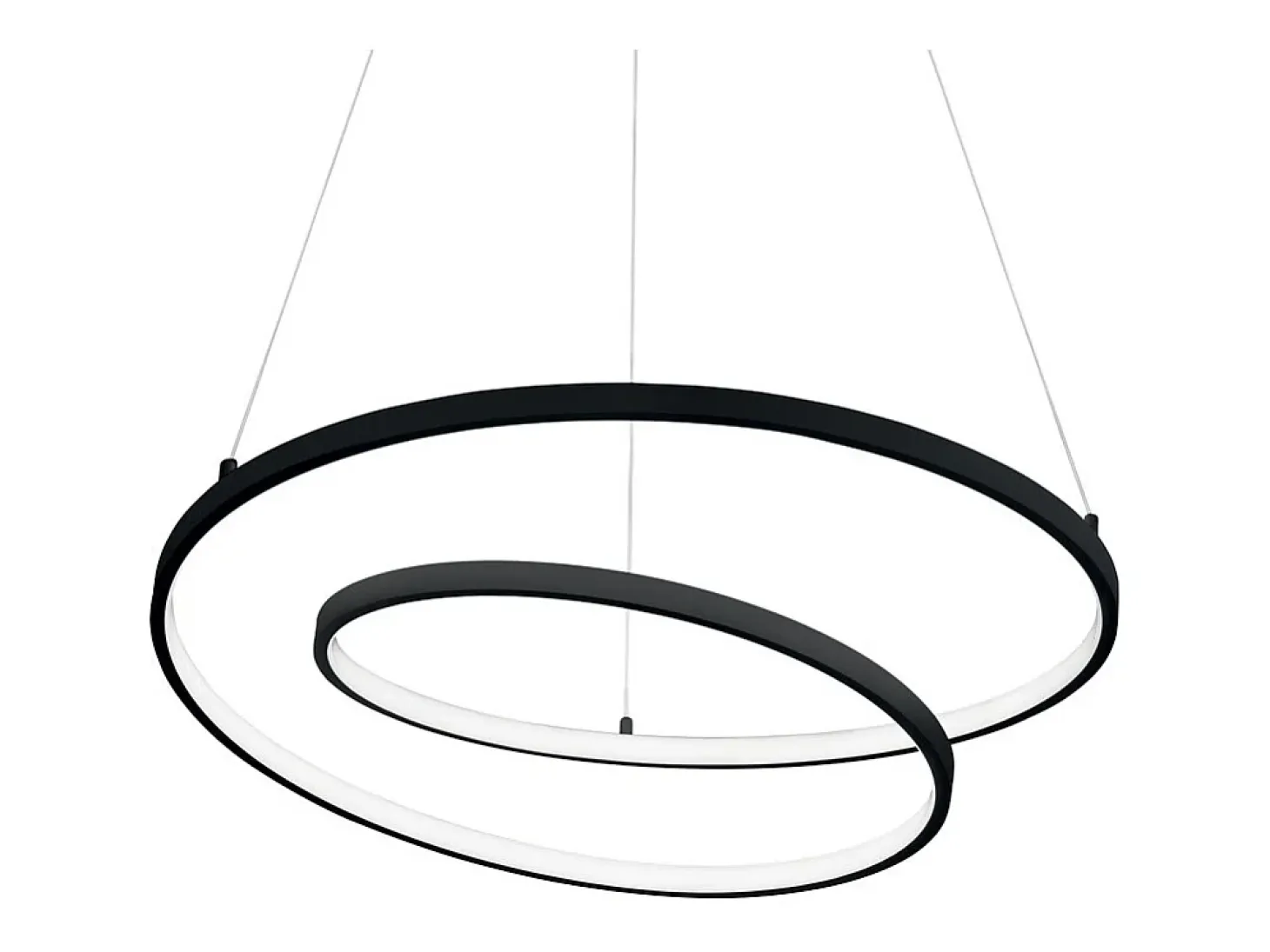 Lámpara colgante integrada LED decorativa en forma de remolino negra, 3000K