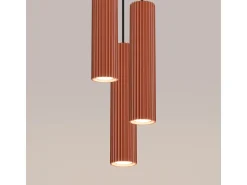 Lámpara Colgante Karbon Minimalista De Aluminio - 3 Fuentes Luminosas - L.19,5 X A.108 Cm - Ocre Rojo