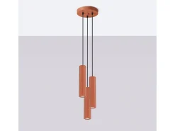 Lámpara Colgante Karbon Minimalista De Aluminio - 3 Fuentes Luminosas - L.19,5 X A.108 Cm - Ocre Rojo