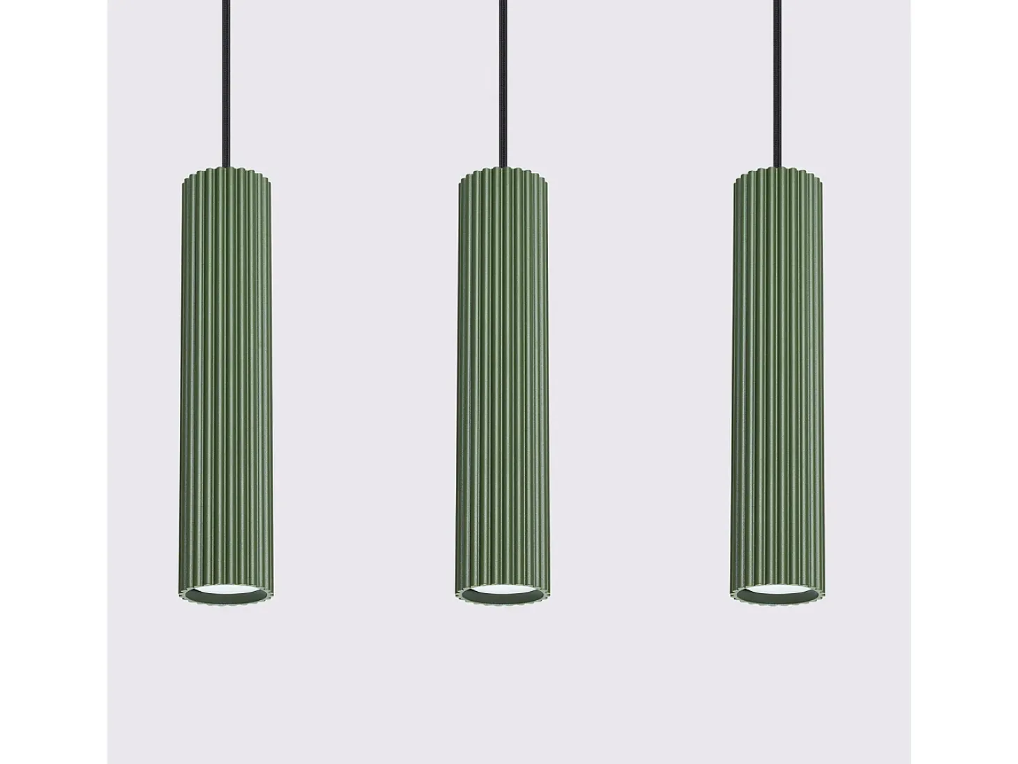 Lámpara Colgante Karbon Minimalista De Aluminio - 3 Fuentes Luminosas - L.45 X A.98 Cm - Verde Oliva