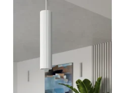 Lámpara Colgante Karbon Minimalista De Aluminio - 1 Fuentes Luminosas - L.8 X A.118 Cm - Blanco