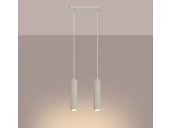 Lámpara Colgante Karbon Minimalista De Aluminio - 2 Fuentes Luminosas - L.30 X A.90 Cm - Beige