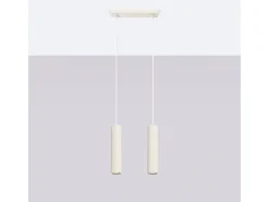 Lámpara Colgante Karbon Minimalista De Aluminio - 2 Fuentes Luminosas - L.30 X A.90 Cm - Beige
