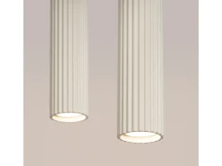 Lámpara Colgante Karbon Minimalista De Aluminio - 2 Fuentes Luminosas - L.30 X A.90 Cm - Beige