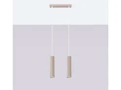 Lámpara Colgante Karbon Minimalista De Aluminio - 2 Fuentes Luminosas - L.30 X A.90 Cm - Gris Pardo