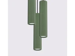 Lámpara Colgante Karbon Minimalista De Aluminio - 3 Fuentes Luminosas - L.19,5 X A.108 Cm - Verde Oliva