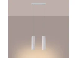 Lámpara Colgante Karbon Minimalista De Aluminio - 2 Fuentes Luminosas - L.30 X A.90 Cm - Blanco