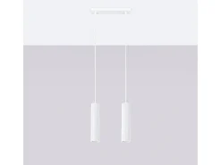 Lámpara Colgante Karbon Minimalista De Aluminio - 2 Fuentes Luminosas - L.30 X A.90 Cm - Blanco