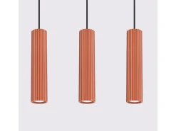 Lámpara Colgante Karbon Minimalista De Aluminio - 3 Fuentes Luminosas - L.45 X A.98 Cm - Ocre Rojo