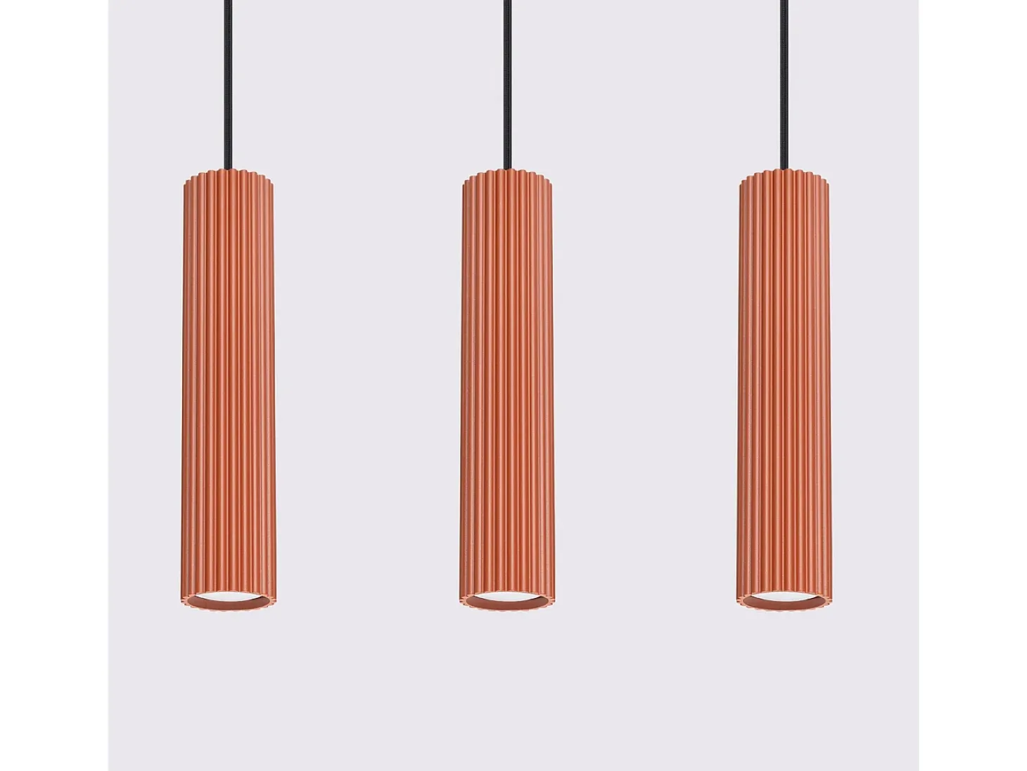 Lámpara Colgante Karbon Minimalista De Aluminio - 3 Fuentes Luminosas - L.45 X A.98 Cm - Ocre Rojo
