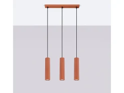 Lámpara Colgante Karbon Minimalista De Aluminio - 3 Fuentes Luminosas - L.45 X A.98 Cm - Ocre Rojo