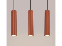 Lámpara Colgante Karbon Minimalista De Aluminio - 3 Fuentes Luminosas - L.45 X A.98 Cm - Ocre Rojo