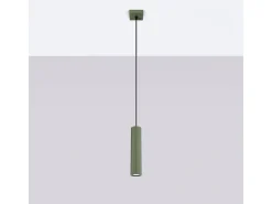 Lámpara Colgante Karbon Minimalista De Aluminio - 1 Fuentes Luminosas - L.8 X A.118 Cm - Verde Oliva