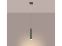 Lámpara Colgante Karbon Minimalista De Aluminio - 1 Fuentes Luminosas - L.8 X A.118 Cm - Verde Oliva