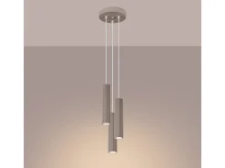 Lámpara Colgante Karbon Minimalista De Aluminio - 3 Fuentes Luminosas - L.19,5 X A.108 Cm - Gris Pardo