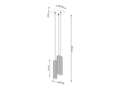 Lámpara Colgante Karbon Minimalista De Aluminio - 3 Fuentes Luminosas - L.19,5 X A.108 Cm - Gris Pardo