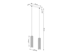 Lámpara Colgante Karbon Minimalista De Aluminio - 2 Fuentes Luminosas - L.30 X A.90 Cm - Ocre Rojo