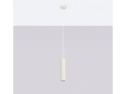 Lámpara Colgante Karbon Minimalista De Aluminio - 1 Fuentes Luminosas - L.8 X A.118 Cm - Beige
