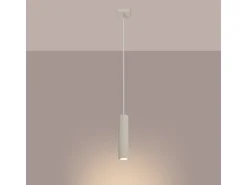 Lámpara Colgante Karbon Minimalista De Aluminio - 1 Fuentes Luminosas - L.8 X A.118 Cm - Beige