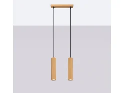Lámpara Colgante Karbon Minimalista De Aluminio - 2 Fuentes Luminosas - L.30 X A.90 Cm - Dorado
