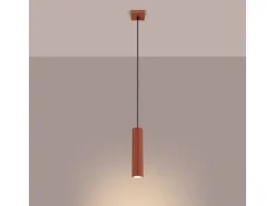 Lámpara Colgante Karbon Minimalista De Aluminio - 1 Fuentes Luminosas - L.8 X A.118 Cm - Ocre Rojo