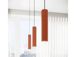 Lámpara Colgante Karbon Minimalista De Aluminio - 1 Fuentes Luminosas - L.8 X A.118 Cm - Ocre Rojo