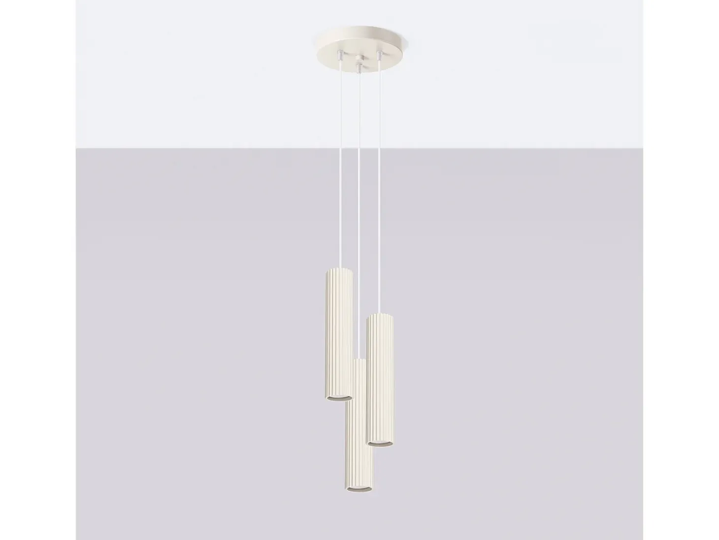 Lámpara Colgante Karbon Minimalista De Aluminio - 3 Fuentes Luminosas - L.19,5 X A.108 Cm - Beige