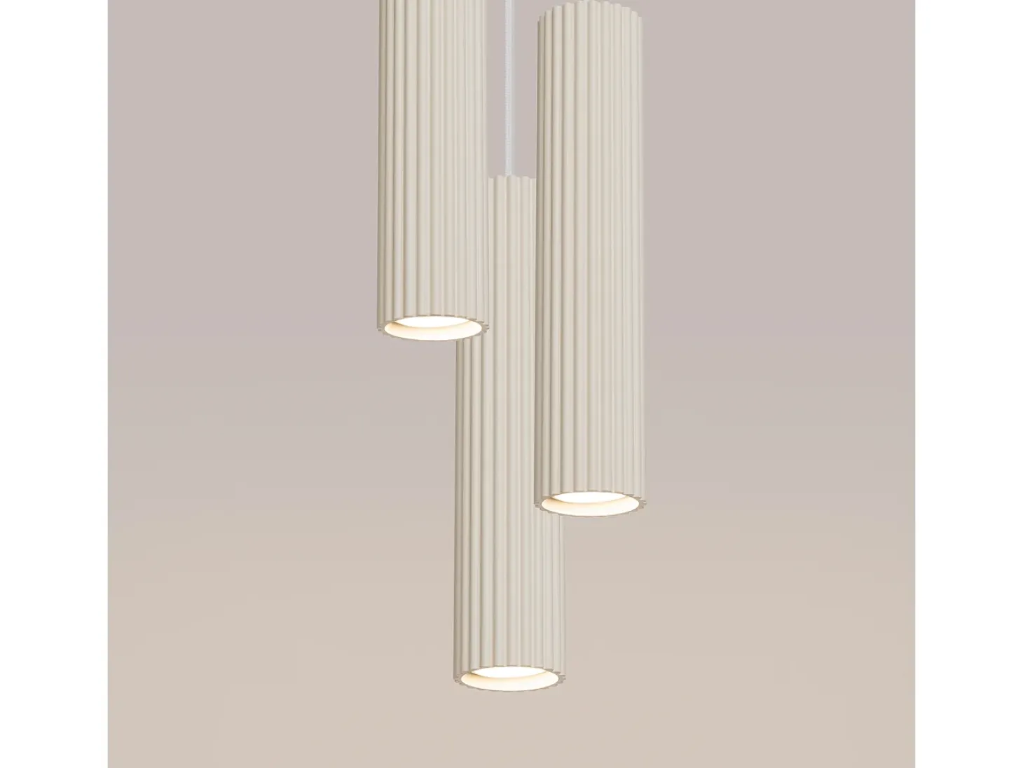 Lámpara Colgante Karbon Minimalista De Aluminio - 3 Fuentes Luminosas - L.19,5 X A.108 Cm - Beige