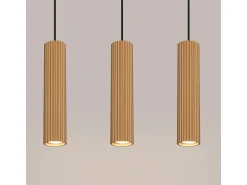 Lámpara Colgante Karbon Minimalista De Aluminio - 3 Fuentes Luminosas - L.45 X A.98 Cm - Dorado