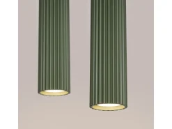 Lámpara Colgante Karbon Minimalista De Aluminio - 2 Fuentes Luminosas - L.30 X A.90 Cm - Verde Oliva