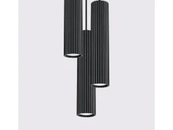 Lámpara Colgante Karbon Minimalista De Aluminio - 3 Fuentes Luminosas - L.19,5 X A.108 Cm - Negro