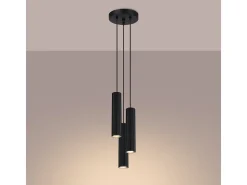 Lámpara Colgante Karbon Minimalista De Aluminio - 3 Fuentes Luminosas - L.19,5 X A.108 Cm - Negro