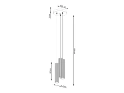 Lámpara Colgante Karbon Minimalista De Aluminio - 3 Fuentes Luminosas - L.19,5 X A.108 Cm - Dorado