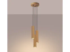 Lámpara Colgante Karbon Minimalista De Aluminio - 3 Fuentes Luminosas - L.19,5 X A.108 Cm - Dorado