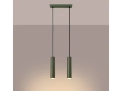 Lámpara Colgante Lagos Desván De Acero - 2 Fuentes Luminosas - L.30 X A.105 Cm - Verde Oliva