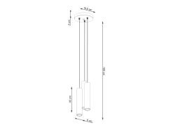 Lámpara Colgante Lagos Desván De Acero - 3 Fuentes Luminosas - L.19,5 X A.108 Cm - Ocre Rojo