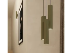 Lámpara Colgante Lagos Desván De Acero - 1 Fuentes Luminosas - L.8 X A.118 Cm - Verde Oliva