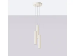 Lámpara Colgante Lagos Desván De Acero - 3 Fuentes Luminosas - L.19,5 X A.108 Cm - Beige