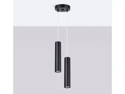 Lámpara colgante Lagos moderno de acero - 2 fuentes luminosas - L.15 x A.118 cm - negro