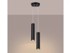 Lámpara colgante Lagos moderno de acero - 2 fuentes luminosas - L.15 x A.118 cm - negro