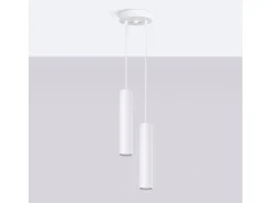 Lámpara colgante Lagos moderno de acero - 2 fuentes luminosas - L.15 x A.118 cm - blanco