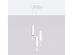 Lámpara Colgante Lami Moderno De Acero - 3 Fuentes Luminosas - L.25 X A.125 Cm - Blanco
